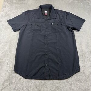 Vintage Metal Mulisha Button Up Shirt Mens XL Black Short Sleeve Workwear Y2K